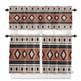 thumbnail image 1 of Abstract Stripes Kitchen Curtains Valance and Tier Set Black Orange Aztec Native Tribal Stripes Linen Texture Short Curtains for Small Window 3 Pieces Set for Bedroom Cafe (54" x 18"+27" x 24"), 1 of 7