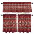 thumbnail image 1 of Abstract Stripes Kitchen Curtains Valances and Tiers Set of 3 Red Yellow Aztec Native Tribal Stripes Geometric Tier Curtains and Valance with Rod Pocket for Small Windows, 27.5"x36", 1 of 9