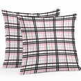 thumbnail image 1 of Abstract Stripes Outdoor Pillow Covers Set of 2 Pink Black Grey Plaid Waterproof Throw Pillow Case Decorative Square Cushion Cover for Patio Couch Garden Balcony, 26"x26", 1 of 9