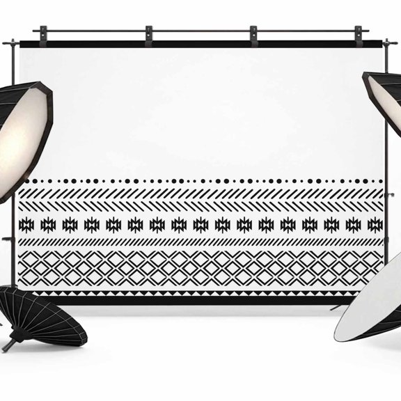 Abstract Stripes Photography Backdrop 7x5FT, Boho Aztec Black White Geometric Stripes Photo Backdrops, Background for Photography Studio Photo Studio Background, Back Drop for Photoshoot