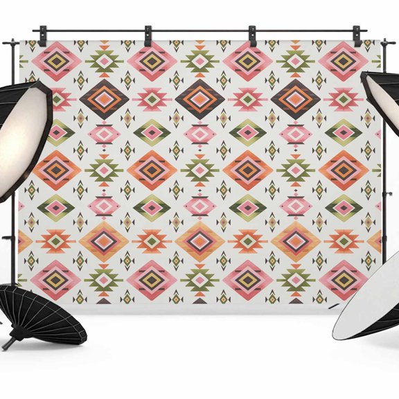 Abstract Stripes Photography Backdrop 7x5FT, Colorful Aztec Ethnic Native Tribal Geometric Photo Backdrops, Background for Photography Studio Photo Studio Background, Back Drop for Photoshoot