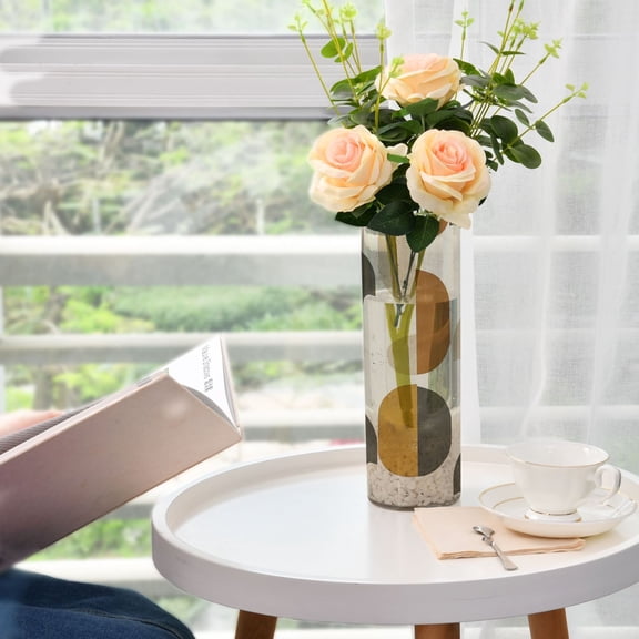 Abstract Stripes Plastic Vase 11.8'' x 3.9'' Transparent Non Breakable Decorative for Family