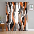thumbnail image 1 of Abstract Stripes Sheer Curtains 84 Inch Length 2 Panels Set for Living Room/Bedroom, Retro Modern Orange Black Gray Lines Curtain Sheers Drapes Rod Pocket Curtains Window Treatment Set 52''x84''x2, 1 of 7