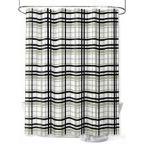 Abstract Stripes Shower Curtain, Sage Green Black Grey Plaid Waterproof Shower Curtain Set with 12 Hooks Lightweight Washable Fabric Shower Curtains for Bathroom 36x72 Inches