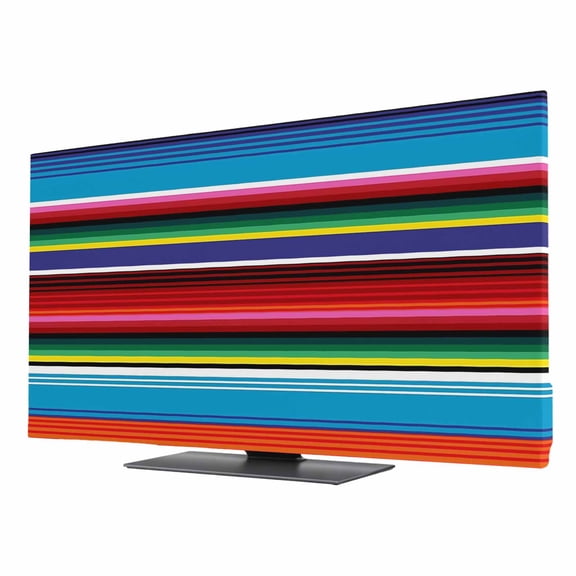 Abstract Stripes TV Dust Cover 24 Inch, Colorful Classic Mexican Stripes Computer Monitor Cover Dustproof Stretchable Indoor TV Screen Protector for LED LCD Universal Monitors