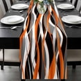 thumbnail image 1 of Abstract Stripes Table Runner 72 Inches Long, Retro Modern Orange Black Gray Lines Kitchen Coffee Dining Table Decoration for Home Party Birthday Wedding Home Decor 14x72 Inches, 1 of 8