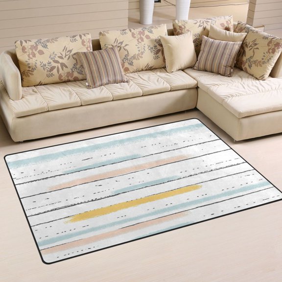 Abstract Stripes and Dots Soft Polyester Area Rug 31''x20'', Non Slip, Memory Foam, Water Absorbent