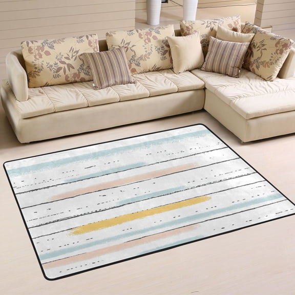 Abstract Stripes and Dots Soft Polyester Area Rug 36''x24'', Non Slip, Memory Foam, Water Absorbent