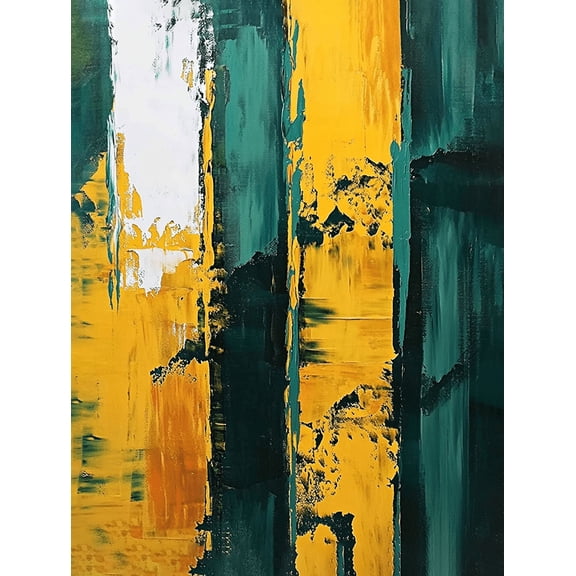 Abstract Strokes Decorative Painting/Canvas Art Suitable for Living Room Bedroom Office Dining Room Kitchen Hallway and Teal Vertical Palette Design.