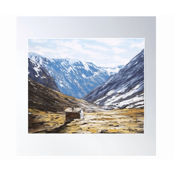 Abstract Style Art Mountain And Small House In Wildlife Painting ...