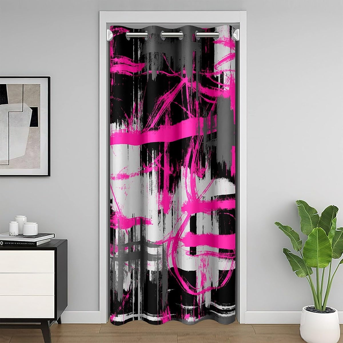 Abstract Style Art Print Door Curtains Privacy Closet Curtain for