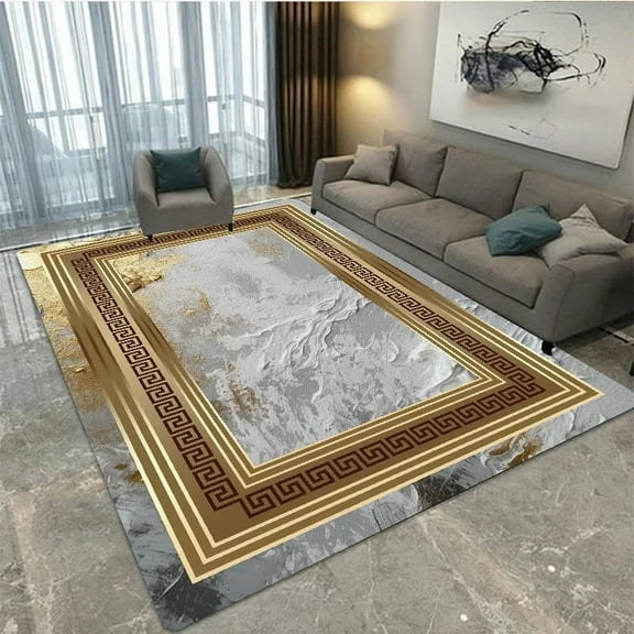 Abstract Style Carpet for Living Room Gloden Decoration Home Dressing Table Area Rug Ins Soft Fluffy Room Design Foot Mat