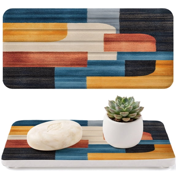 Abstract Style Diatomaceous Earth Coasters, Multi Color Square Block ...