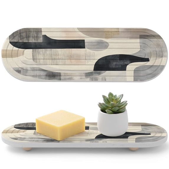 Abstract Style Diatomaceous Earth Coasters, Vintage Beige Black ...