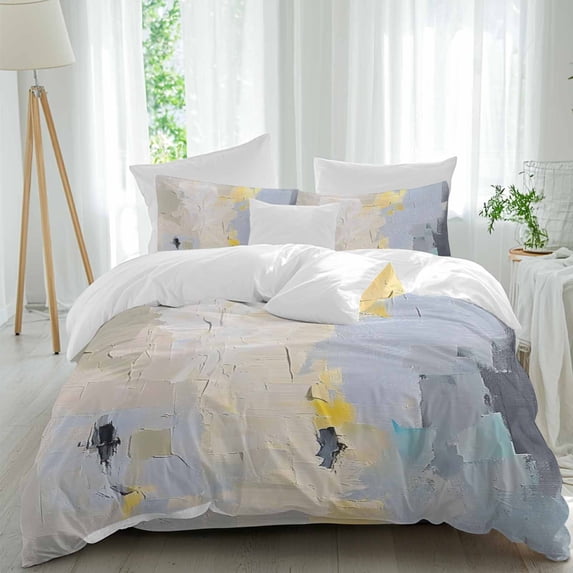 Abstract Style Full Duvet Cover Set, Colorful Oil Painting Color Block ...