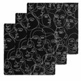 thumbnail image 1 of Abstract Style Kitchen Dish Towels for Drying Dishes Set of 3, Black Face Line Modern Character Art Waffle Weave Microfiber Hand Tea Bathroom Towels Quick Dry & Absorbent Towel 12x12, 1 of 7