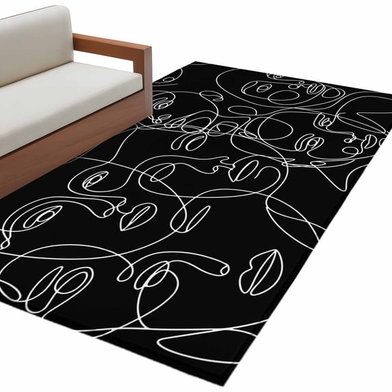 Abstract Style Large Area Rugs for Bedroom Living Room, Soft Non Slip ...