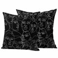 thumbnail image 1 of Abstract Style Outdoor Waterproof Pillow Covers, Black Face Line Modern Character Art Decorative Square Throw Pillowcase Sofa Cushion Sham for Patio/Couch/Chair, 18"x18" 2 Pack, 1 of 8