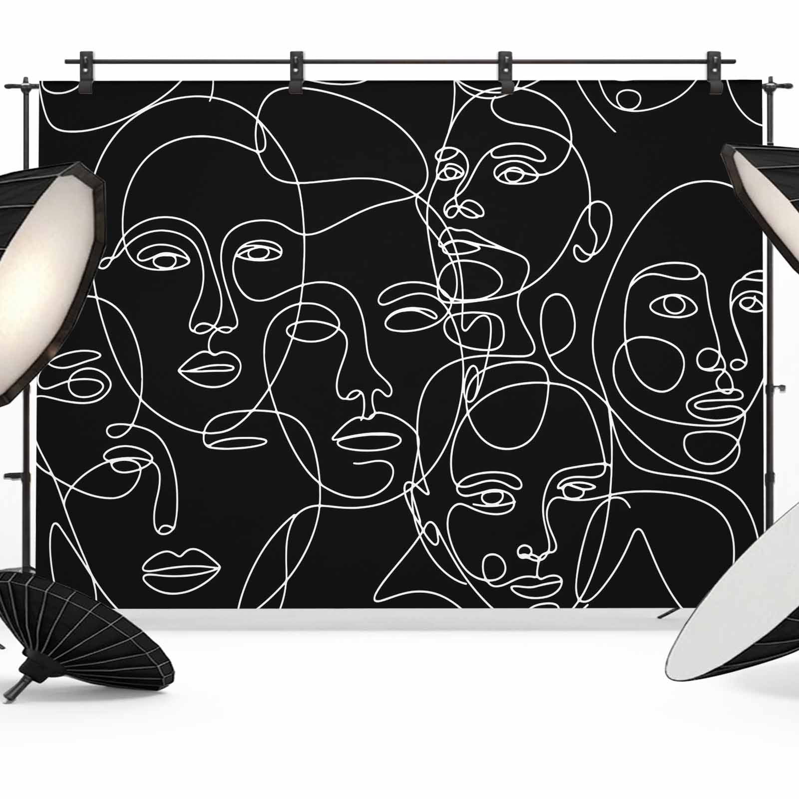 Abstract Style Photography Backdrop 10x8FT, Black Modern Simple ...