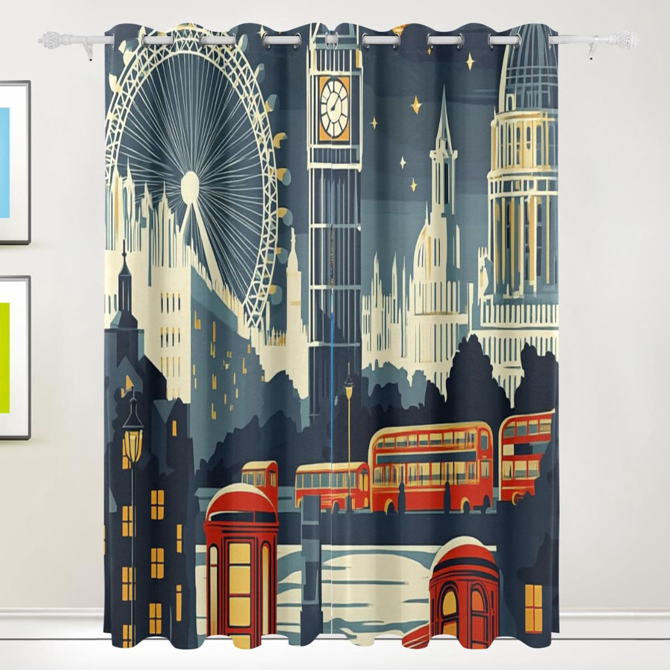 Abstract Style Scenery Blackout Curtains for Living Room Bedroom 55W x 72/84L Insulated Window Drapes 2 Panels