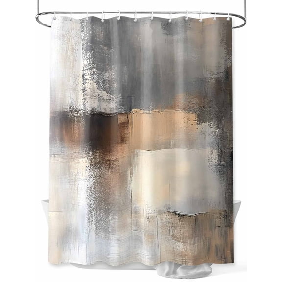 Abstract Style Shower Curtain Set ，Waterproof Fabric Shower Curtains Vintage Gray Beige Brown Minimalist Art Shower Curtains for Bathroom,Bathroom Decor 72"x84"