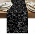 thumbnail image 1 of Abstract Style Table Runner - 60 Inch Long, Kitchen Dining Table Runner Dresser Scarves, Black Face Line Modern Character Art Farmhouse Decor for Coffee Tables Wedding Party Banquet, 1 of 8