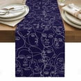 thumbnail image 1 of Abstract Style Table Runner - 60 Inch Long, Kitchen Dining Table Runner Dresser Scarves, Face Line Modern Character Art Navy Blue Farmhouse Decor for Coffee Tables Wedding Party Banquet, 1 of 8