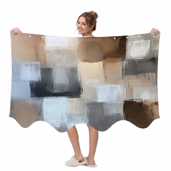 Abstract Style Wearable Blanket, Khaki Brown Color Block Modern Oil ...