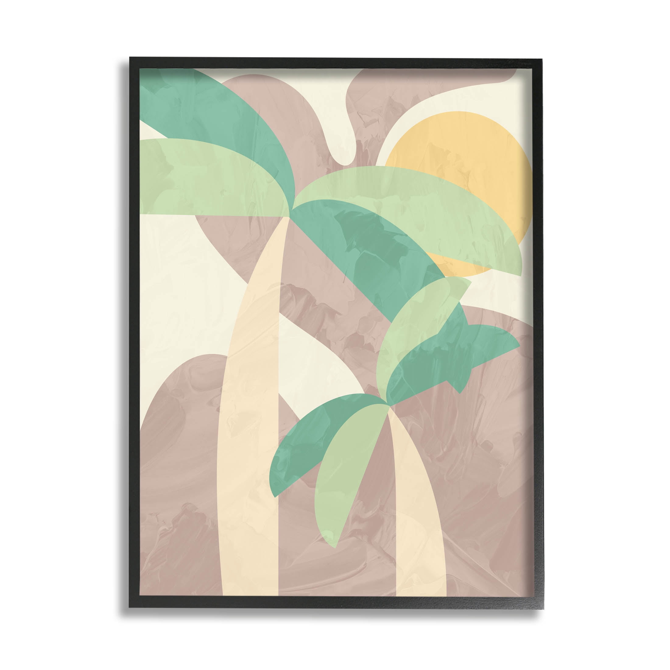 Abstract Summer Palms Shapes Botanical & Floral Graphic Art Black Framed Art Print Wall Art