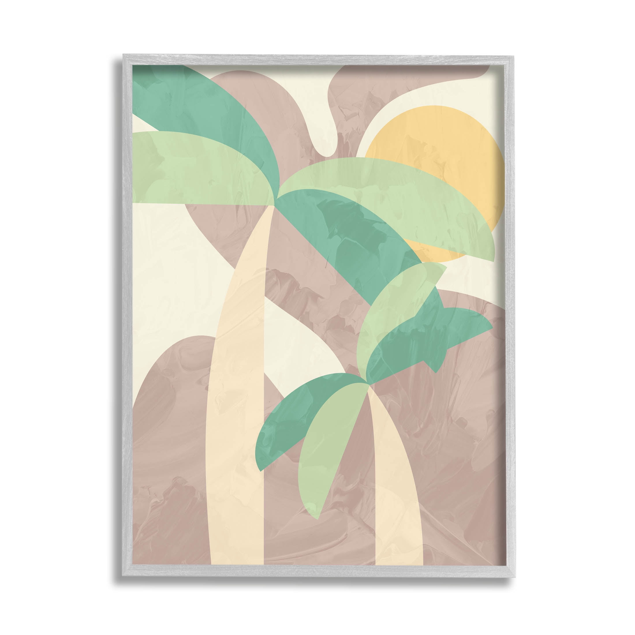 Abstract Summer Palms Shapes Botanical & Floral Graphic Art Gray Framed Art Print Wall Art