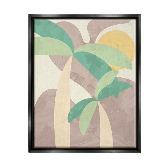 Abstract Summer Palms Shapes Botanical & Floral Graphic Art Jet Black Framed Art Print Wall Art