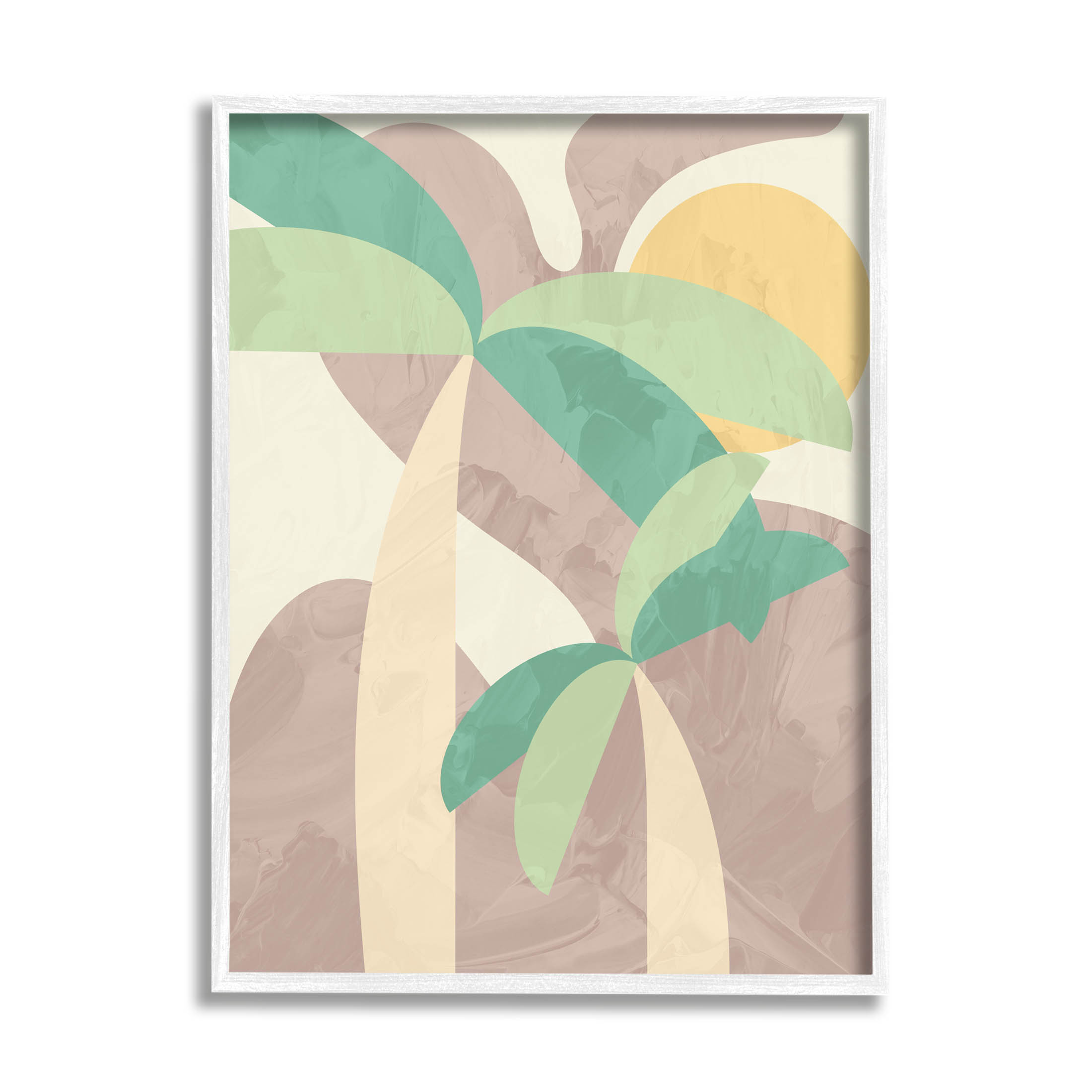 Abstract Summer Palms Shapes Botanical & Floral Graphic Art White Framed Art Print Wall Art