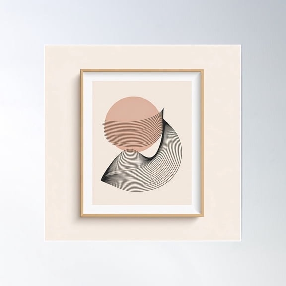 Abstract Sun And Waves Line Art Poster Wall Art, Modern Wall Decor For Living Room Bedroom, 16x16 UNFRAMED