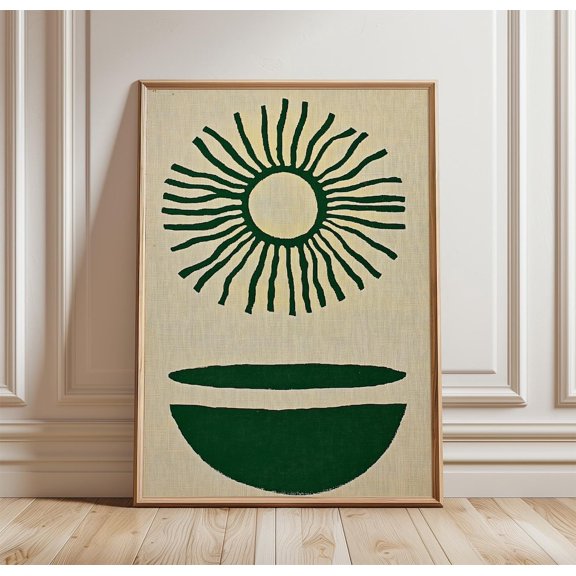 Abstract Sun Mid Century Modern Minimalist Geometric Nature Art Unframed Paper Print