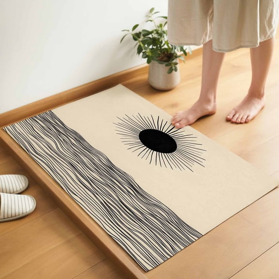 Abstract Sun Ocean Door Mat 16x24 Inch Modern Art Entryway Rug with Non-Slip Rubber, Inside Floor Mats Front Door Rug Welcome Mat for Living Room Bathroom Bedroom Home Office