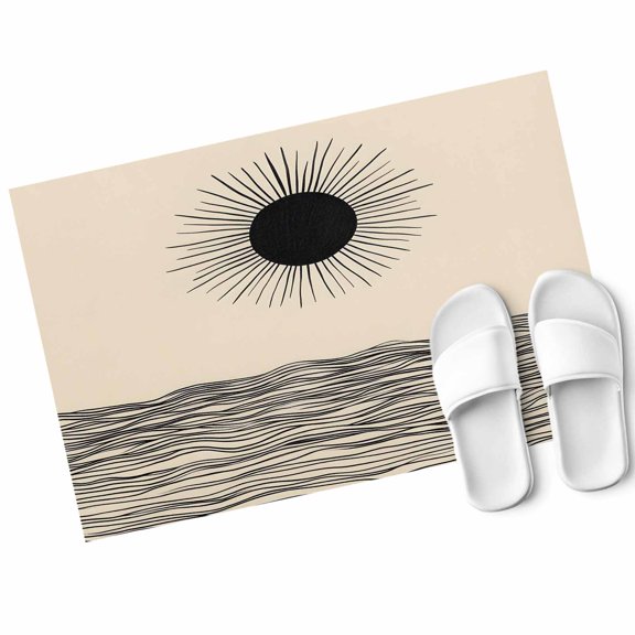 Abstract Sun Ocean Door Mat Modern Art Non Slip Absorbent Entrance Mat Washable Low Profile Indoor Doormat for Front Door Entryway Entry 20"x31"