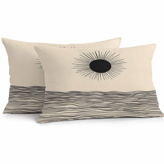 Abstract Sun Ocean Outdoor Pillow Covers Pack of 2 Modern Art Waterproof Throw Pillow Covers Decorative Cushion Cases for Patio Garden Tent Balcony Couch 20x12 inch