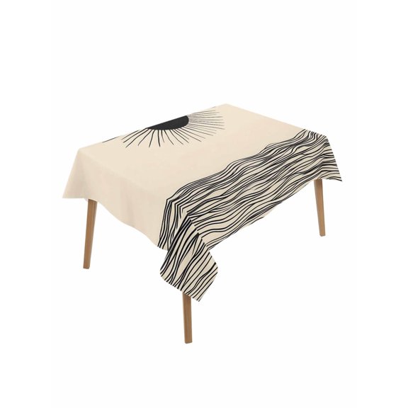 Abstract Sun Ocean Table Cloth 60x102 Inch Rectangle, Modern Art Waterproof Tablecloth Washable Table Cover for Party Picnic Dinner Decor