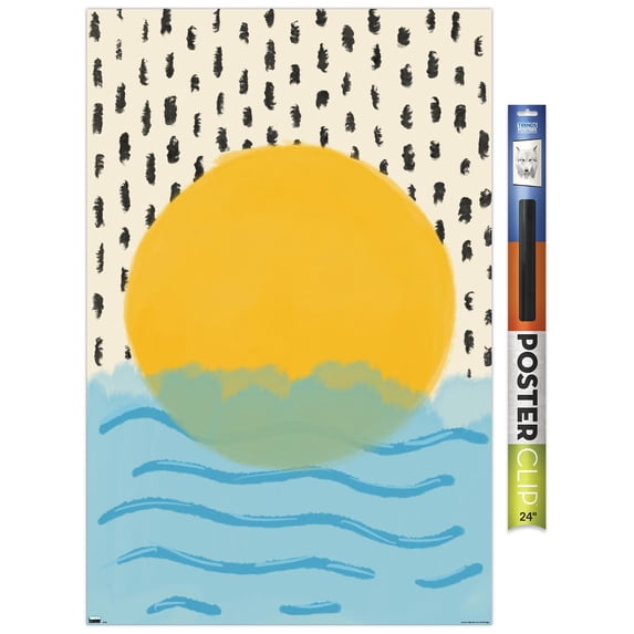 Abstract Sun Over The Sea Wall Poster, 22.375" x 34"