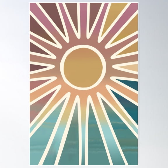 Abstract Sun Sea And Color Poster Wall Art, Modern Wall Decor For Living Room Bedroom, 8x12 UNFRAMED