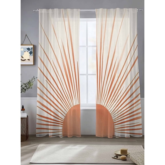 Abstract Sun Sheer Curtains 108 Inches Long 2 Panels Sunshine Light Filtering Semi Sheer Window Curtains Drapes for Bedroom Living Room 52"x108"