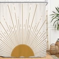 thumbnail image 1 of Abstract Sun Shower Curtain Set 71Wx71H Inches Modern Minimalist Mid Century Aesthetic Mustard Yellow Sunburst Sunrise Boho Simple Polyester Waterproof Cloth Bathroom Curtain with 12 Hooks, 1 of 6