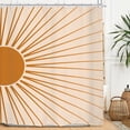 thumbnail image 1 of Abstract Sun Shower Curtain Set 72Wx72H Inches Modern Minimalist Mid Century Aesthetic Mustard Yellow Sunburst Sunrise Simple Polyester Waterproof Cloth Bathroom Curtain with 12 Hooks, 1 of 2