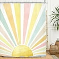 thumbnail image 1 of Abstract Sun Shower Curtain Set 72Wx72H Inches Modern Minimalist Mid Century Aesthetic Mustard Yellow Sunburst Sunrise Simple Polyester Waterproof Cloth Bathroom Curtain with 12 Hooks, 1 of 3