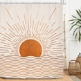 thumbnail image 1 of Abstract Sun Shower Curtain Set 72Wx72H Inches Modern Minimalist Mid Century Aesthetic Mustard Yellow Sunburst Sunrise Simple Polyester Waterproof Cloth Bathroom Curtain with 12 Hooks, 1 of 4