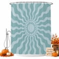 thumbnail image 1 of Abstract Sun Shower Curtain, Waterproof Shower Curtains for Bathroom, Middle Century Bohemia Sunshine Retro Blue Washable Fabric Bathtub Curtain Set Bath Decor with 12 Hooks 48"x72", 1 of 8
