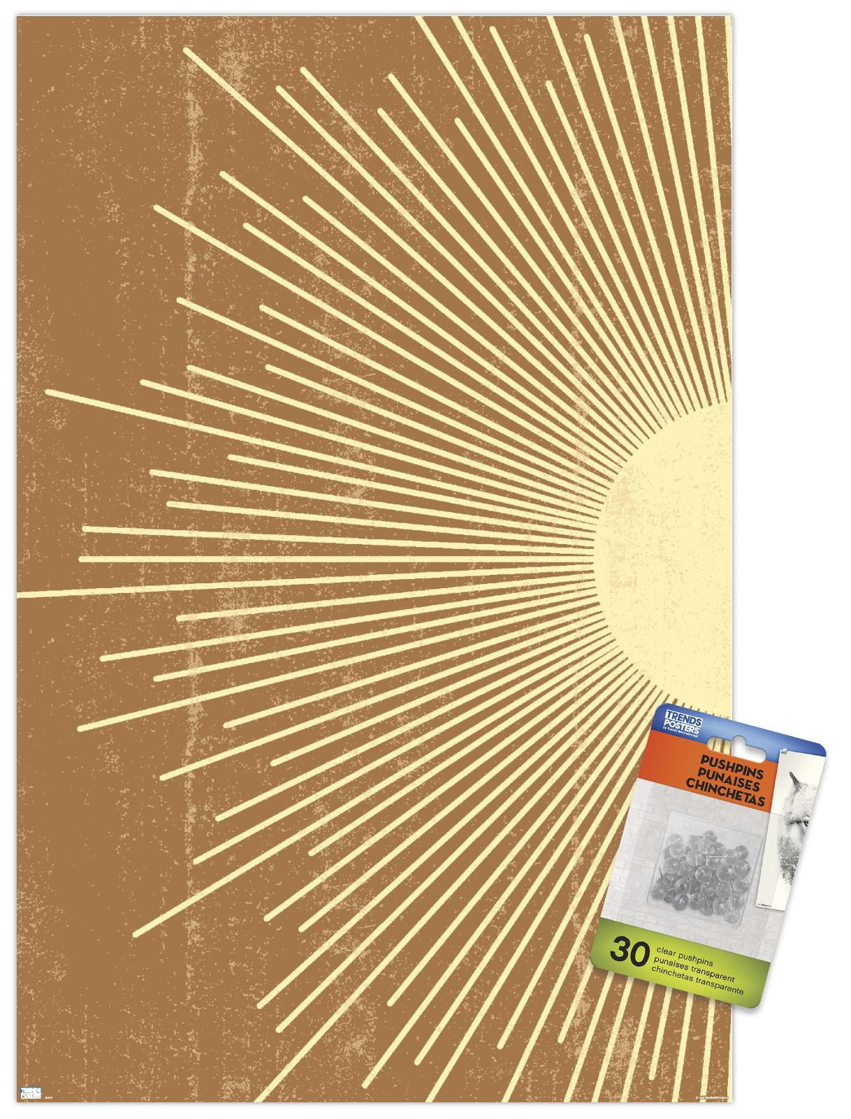 Abstract Sun Wall Poster with Push Pins, 14.725" x 22.375"