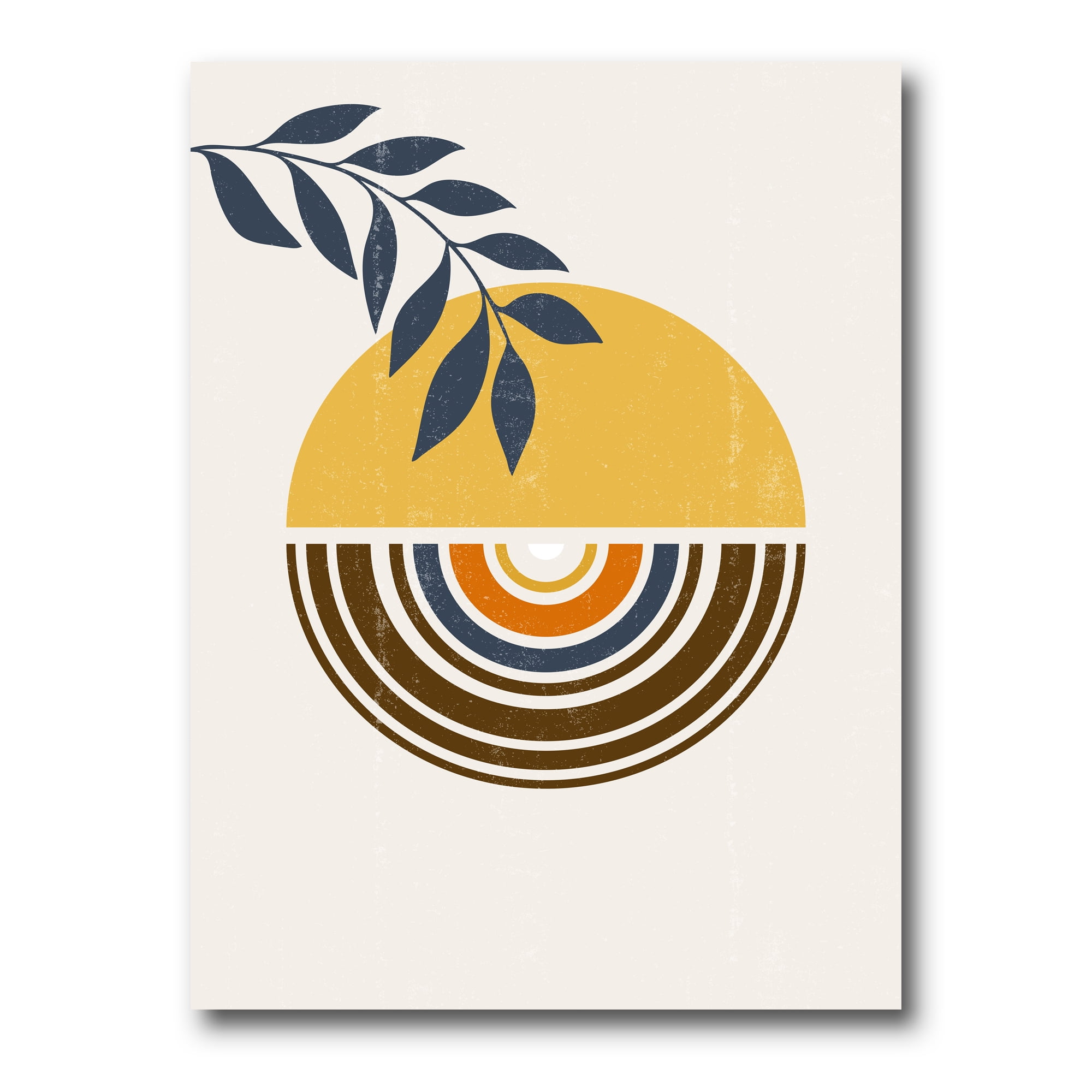 Abstract Sun and Moon Leaves 30 in x 40 in Painting Canvas Art Print, by Designart