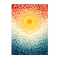 Abstract Sunburst - Painting Abstract Geometric Modern Art Sunset Minimalist Psychedelic Summer Unframed Wall Art Print 5 x 7 inches
