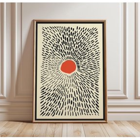 Abstract Sunburst Poster,Black Cream Wall Art,Minimalist Modern Print, Poster Only